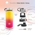 thumbnail image 4 of ALBOR Triple Insulated Water Bottle with Straw and 4 interchangeable lids Stainless Steel And Leak Proof 32 Oz Ombre Yellow Peach, 4 of 7