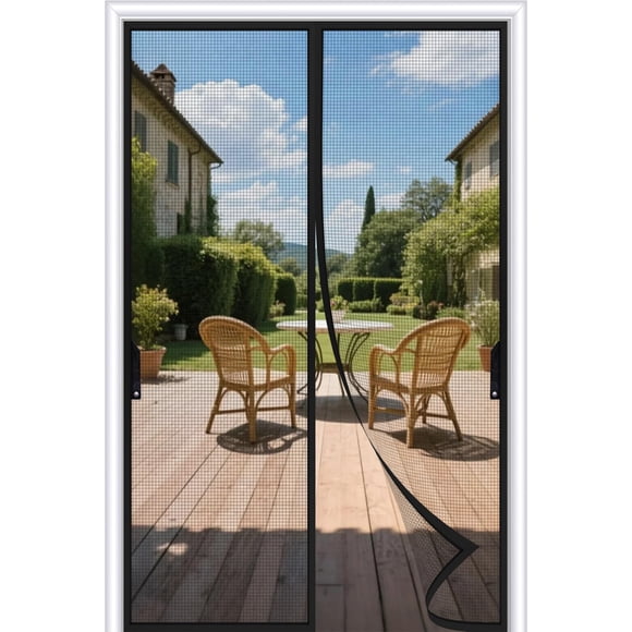 FEGO Magnetic Screen Door Fits Door Size 32"x80", Door Screen Itself Size 34"x81" Enjoy Breeze, Reinforced Fiberglass Mesh Anti-Te