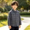 thumbnail image 5 of mgoYE Boys Flannel Shirt Toddler Plaid Shirt Long Sleeve Button Down Shirts Kids Casual Tops(Grey,12-18 Months), 5 of 5