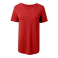 thumbnail image 4 of Womens T Shirts V Neck Short Sleeve Casual Tops Loose Fit Basic Tees With Curved Hem Woman Long Sleeved Shirts Women Compression Shirts Tech Pack Solid Color Shirts Womens Ladies Long Sleeve T Shirt, 4 of 4