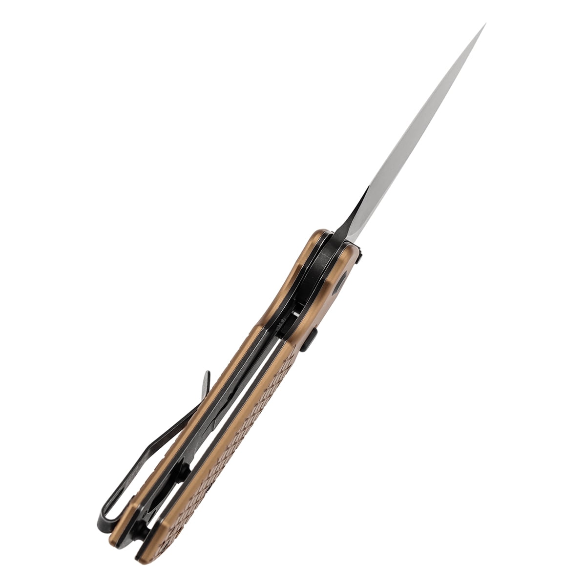 Tenable Fenrir Folding Pocket Knives 3.4“ Blackwashed Nitro-V Blade,Bronze Aluminum with Fishscale Texture Handle,B1034H11