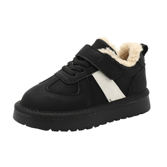 XXWXYD Boots Fashion Autumn Winter Children Boots Boys Girls Ankle Boots Thick Soles Non Slip Classic Casual Solid Color Simple British Style(4-4.5 Years,Black)