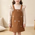 thumbnail image 2 of JUMEYU Toddler Girls Printed Shoulder Strap Dress and Long Sleeve Top Set Fall Outfit 4T 5T (Khaki,4-5 Years), 2 of 9