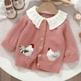 thumbnail image 2 of MeetoTime Baby Lapel Cute Chicken Embroidered Knitted Cardigan Casual Long Sleeved Fall Winter Sweater Coat for Girls Baby Clothes, 2 of 6
