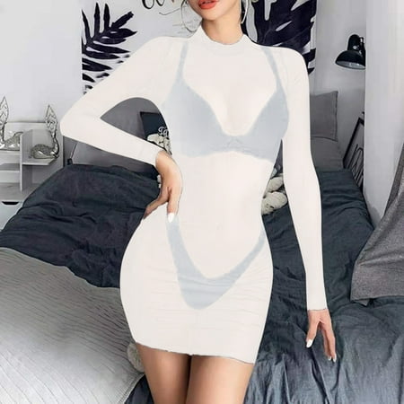 

Aayomet Lingerie for Women Plus Size Women Sexy Beach Mesh Bathing Suit Cover Up Clubwear Robe Lace Lingerie See Through Dresses White 5XL