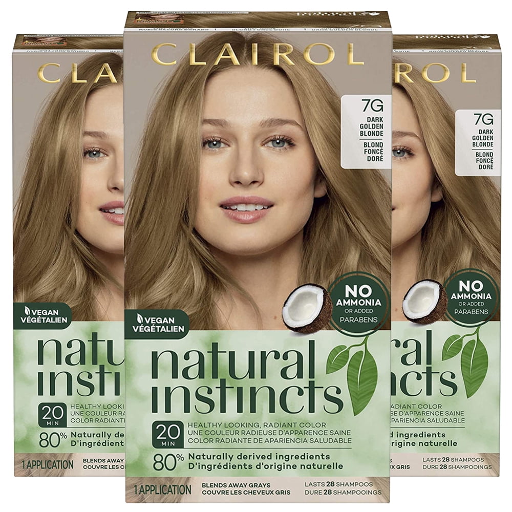 Pack of (3) Clairol Natural Instincts Semi-Permanent Hair Dye, 7G Dark ...