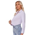thumbnail image 3 of Camisa con botones Siliteelon para mujer, manga larga, color lavanda, 3 of 9
