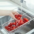 thumbnail image 4 of 1 Set Stainless Steel Over Sink Colander with Telescopic Handle - Metal Mesh Strainer Basket for Washing Fruits & Vegetables, 4 of 6