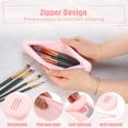 thumbnail image 3 of Unique Bargains Silicone Makeup Brush Holder Travel Essentials Makeup Brush Organizer with Mirror Makeup Brush Bag Pink, 3 of 7