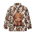 thumbnail image 4 of Uorisanigo Girls Oversized Sweatshirts Baby Highland Cow Long Sleeve Half Zip Pullover Sweatshirt Lightweight Quarter Zipper Cropped Sweatshirt for Teen Girl School Pullover Jackets, 4 of 7