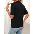 thumbnail image 6 of EASYBRA Women Cable Knit Sweater Polo Collar Loose Fit Pullover Casual Wear Cotton Polyester, 6 of 7