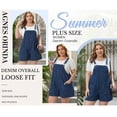 thumbnail image 3 of Agnes Orinda Women's Plus Size Denim Overall Shorts Adjustable Jean Straps Rompers Cropped Jumpsuit with Pocket 2X Dark Blue, 3 of 8
