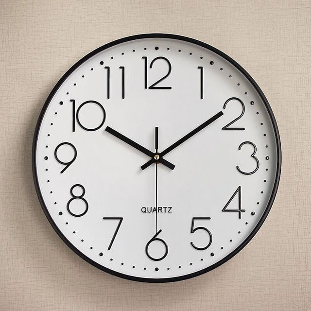 Reloj de péndulo de pared de 30 cm, reloj de pared de cuarzo, reloj silencioso y silencioso con números de gran tamaño, para sala de estar, dormitorio, oficina, cafetería, restaurante, euro