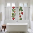 thumbnail image 4 of Strawberry Tier Curtains 54 Inch Length, Vintage Green Botanical Spring Floral Cafe Short Curtains for Bathroom Over Sink, Small Kitchen Curtain Light Filtering Tiered Drapes 2 Panels 27.5"Wx54"L, 4 of 8