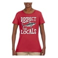 thumbnail image 2 of Wild Bobby Respect The Locals Save Our Oceans Shark Animal Lover Women Graphic Tee, Red, Large, 2 of 6