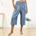 thumbnail image 2 of TRUBKH Linen Pants Women Wide Leg Lounge Pants Plus Size Crop Pants Leggings for Women Summer Pants for Women Womens Hiking Shorts Yoga Pants Women Blue M, 2 of 4