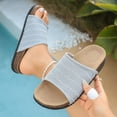thumbnail image 4 of Slides for Women Cork Footbed Open Toe Mesh Sandals Summer Casual Flat Walking Shoes Comfortable Outdoor Slip on Slippers Gray Size 6.5, 4 of 7