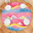 thumbnail image 2 of Colorful Cloud Star Pattern Round Fitted Tablecloth with Elastic Edge,Dining Table Cover Waterproof,Outdoor Round Tablecloth for Camping,Dining,Indoor and Outdoor, 2 of 7