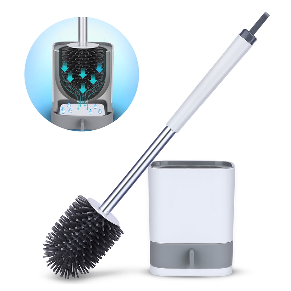 LEHOM Toilet Brush and Holder Set, Soft Silicone Bathroom Toilet Bowl ...
