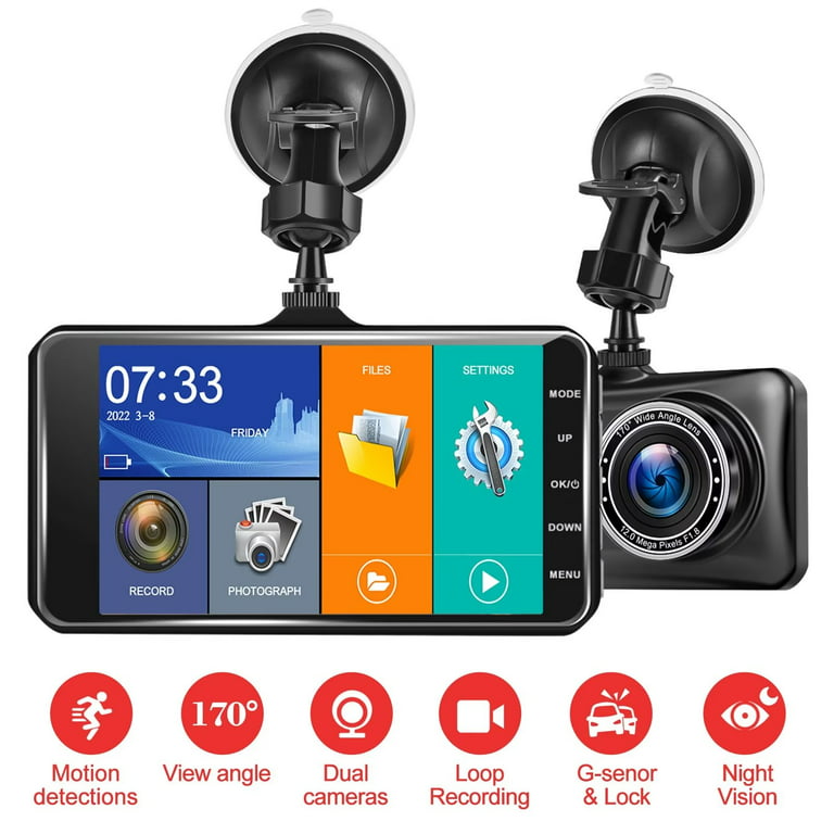 Dashcam Car Camera with 2.4 inch LCD Screen, 1080p HD Car Automotive Dash Cam Front Rear Driving Recorder WDR for Car Truck Suv, Night Vision, Loop