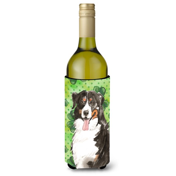 Carolines Treasures Shamrocks Bernese Mountain Dog Wine Bottle Beverge Insulator Hugger Wine Bottle multicolor