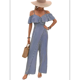 thumbnail image 3 of Plisados A Rayas para Mujer, Elegantes, de Verano, con Tirantes y Pantalones de Pierna , . Azul Marino L, 3 of 7