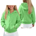 thumbnail image 5 of NAISIBABY Girls' Fleece-Lined Sweatshirt – Solid Color Long Sleeve Hooded Zip-Up Casual Jacket Mint Green Size 7, 5 of 7
