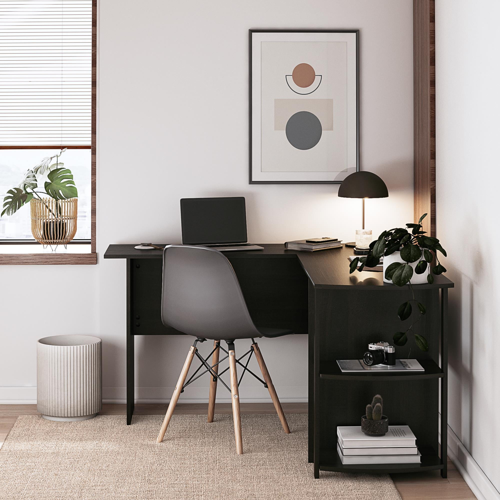 Ameriwood Home L Shaped Desk with Side Storage, Espresso