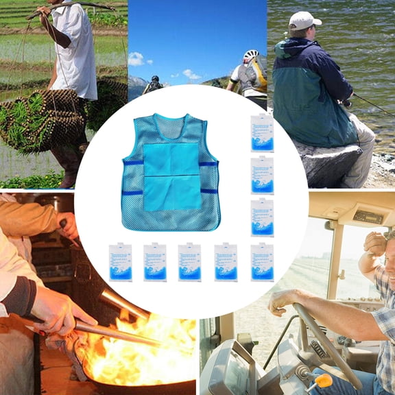 Universal Cooling Vest with Ice Packs for Men and Women, Adjustable Mesh Cooling Vest for Hot Weather, Premium Ice Jacket for Outdoor Work & Sports (Includes 8 Ice Packs)