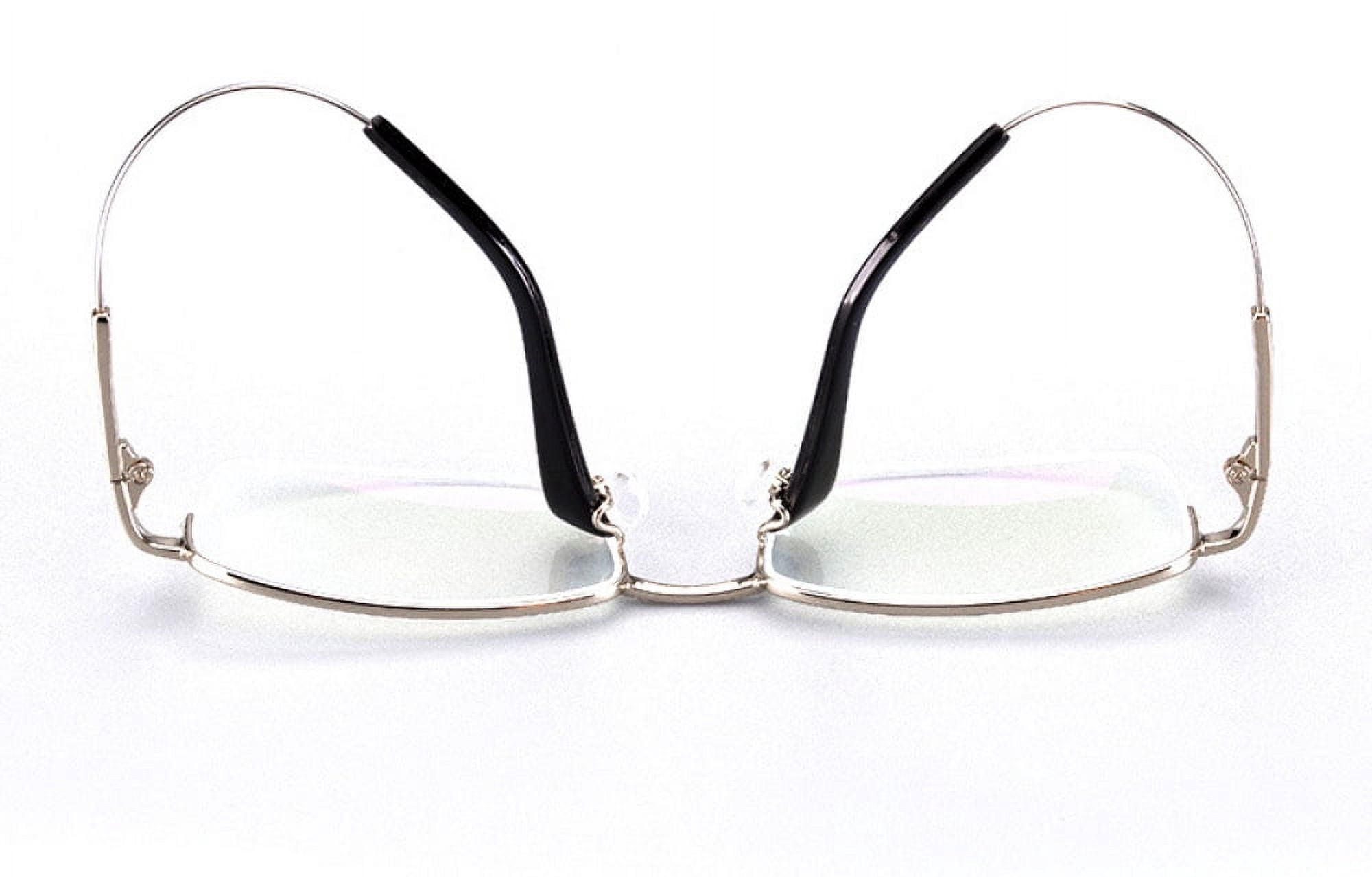 3 Pairs of Super Elastic Memory Ultralight Metal Readers Anti-Blue Light Half Rimless Rectangle Silver Reading Glasses +3.00 for Men