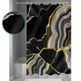 thumbnail image 3 of Shower Curtains Sets for Bathroom Decor Abstract Flowing Marble Fluid Art Waterproof Bathroom Curtain with Hooks, Black and Gold Lines for Bathroom Decor,72x72IN, 3 of 7