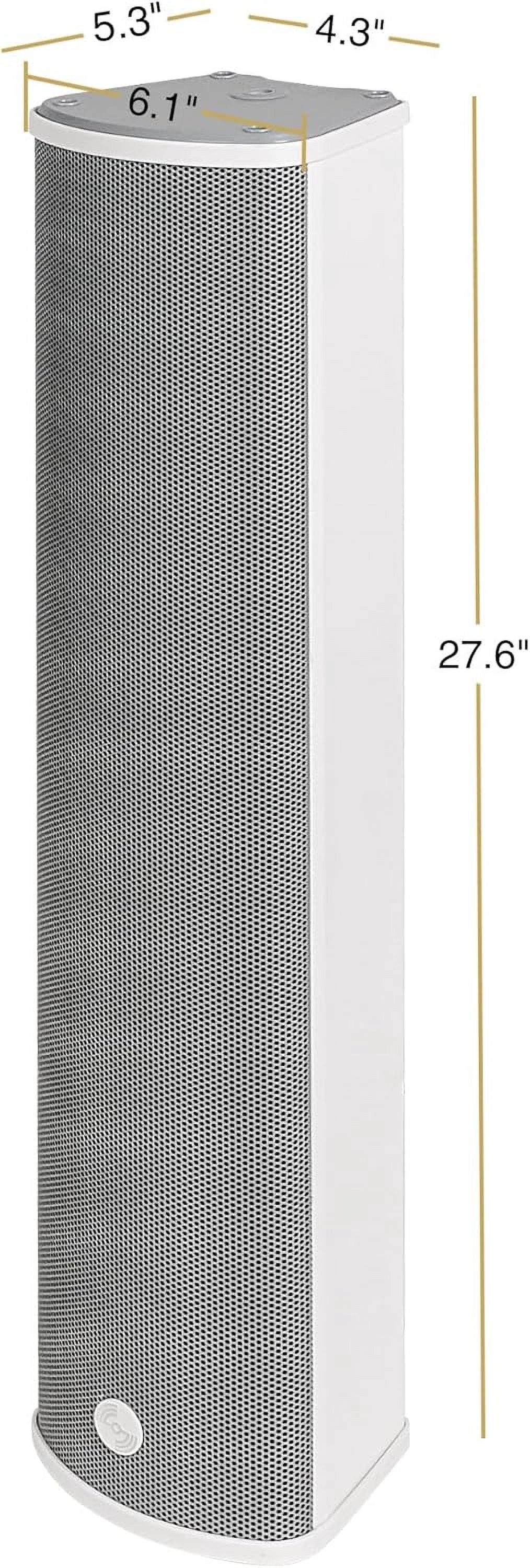 Sound Town Commercial Restaurant Bluetooth Amplifier + Column Speaker Set, with One 6-Zone 70V/100V Amplifier with Bluetooth, 4 x All-Weather Four 5-Inch Column Speakers, Grey (PAC360X4CL45G)
