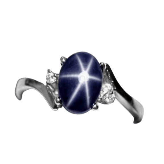JewelryLoversZone 925 Sterling Silver Blue Star Sapphire Gemstone Ring 6-Ray Gems Engagement Ring Handmade Jewelry Gift for Women Silver 3