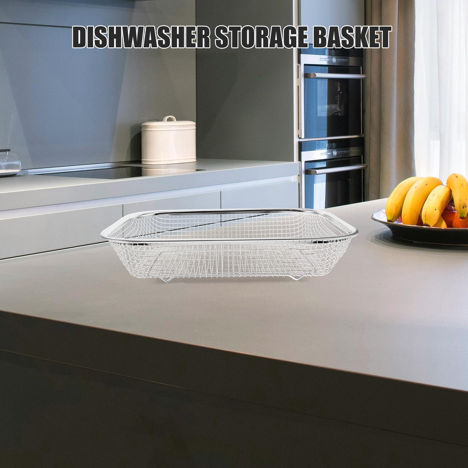 WHAMVOX Dishwasher Storage Basket for Fry with Stainless Steel Material Silver Color Uniform Hole Design