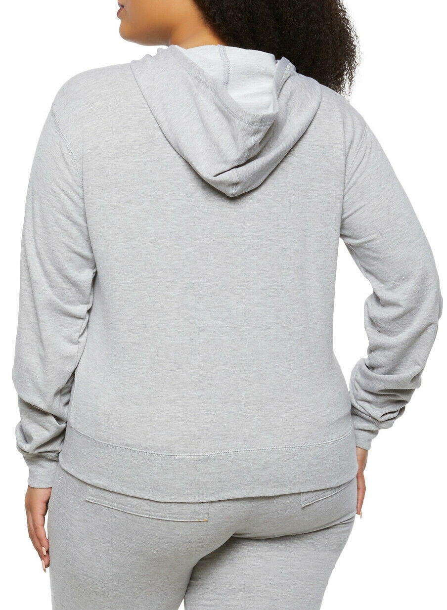 Love's Women's Plus Size Fleece Zip Up Hoodie Track Suit Set Jogging Pants