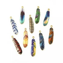 U8MO 100Pcs Printed Light Gold Alloy Feather Charm Pendants Jewelry Making 36.5x8mm