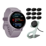 Garmin vvoactive 5 GPS Smartwatch (Metallic Orchid/Orchid) with Charging Stand and Port Plugs