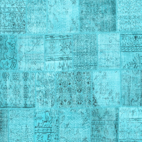 Ahgly Company Indoor Square Patchwork Light Blue Transitional Area Rugs, 8' Square