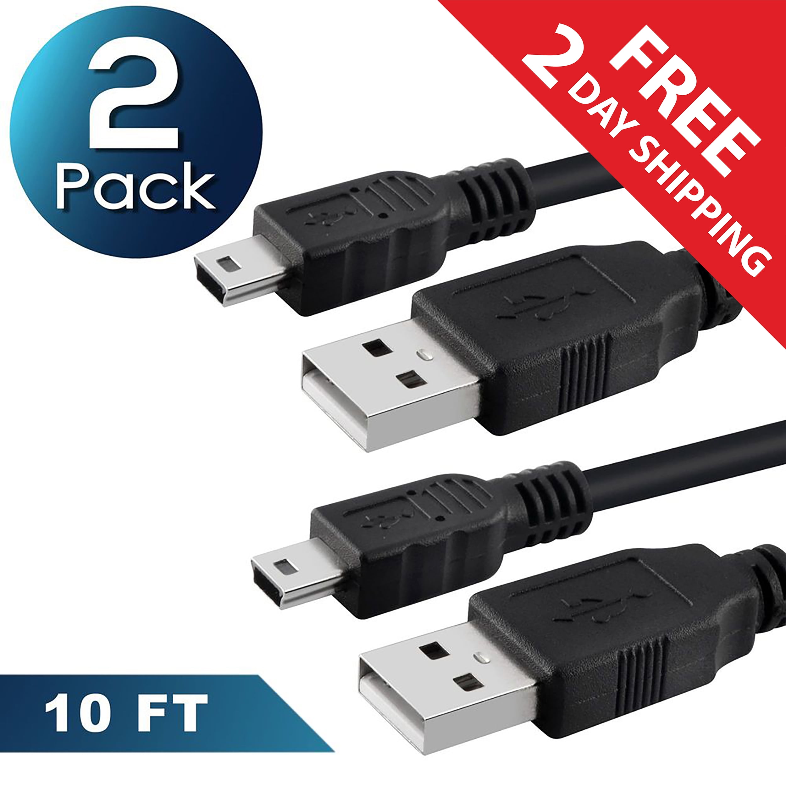 USB 2.0 A Male to Mini 5 Pin B Data Charging Cable Cord Adapter JG