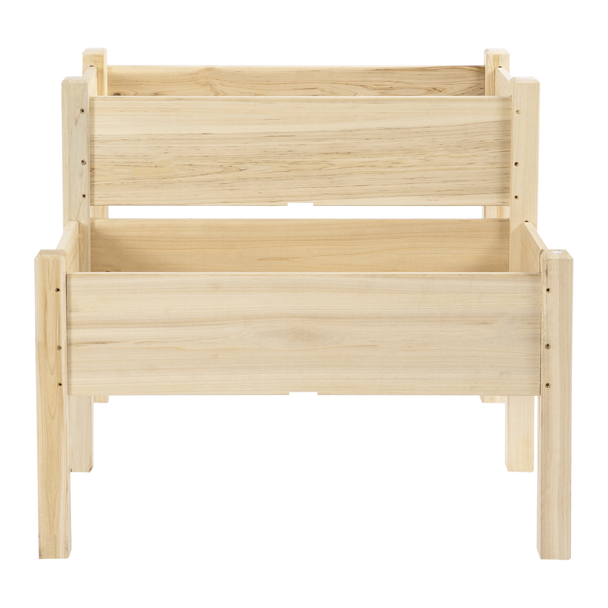 AsterOutdoor Raised Garden Bed 2-Tier Elevated Planter Box Fir Wood, 34" x 34" x 28"