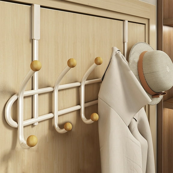 Over Door Hooks Organizer with 10 Hooks, No Drill Hanging Rack for Towels, Coats, Bags, Hats, Space Saving Storage for Bathroom, Bedroom, Kitchen, Closet