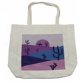 thumbnail image 1 of Abstract Shopping Bag, Digital Art Cowboy Desert Cactus Horseback Hills Illustration, Eco-Friendly Reusable Bag for Groceries Beach and More, 15.5" X 14.5", Cream, by Ambesonne, 1 of 2