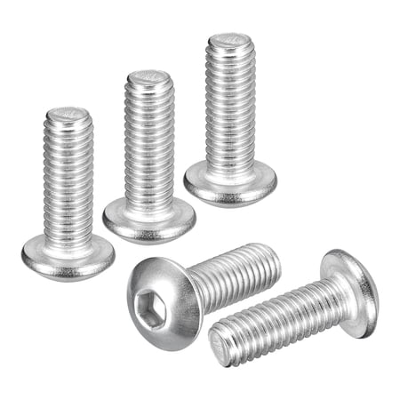 Uxcell M5-0.8x12mm Button Head Socket Cap Screws - 50Pack - Good for Road Bicycle, Mountain Bike, Auto, Motorcycle - 304 Stainless Steel Whitewashed - Hex Drive Fasteners