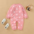 thumbnail image 5 of Baby Jumpsuit Easter Bunny Knit Sweater Romper Long Sleeve Jumpsuit Clothes for Unisex Pink 6 Months-12 Months, 5 of 7