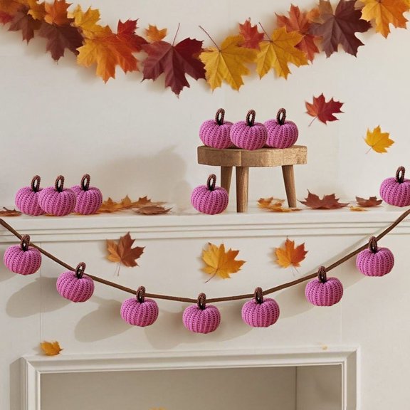 8 Pcs Halloween Tree Ornaments Decorations 2 Inch Knit Pumpkin Tree Decoration Cute Hanging Decoration Thanksgiving Holiday Party Indoor Home Decoration Autumn Halloween Party Favor Supplies