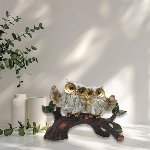 Estatua de búho decorativa, colección de adornos de escritorio, figura abstracta de búho, linda escultura de búho para la entrada de la cocina, festiv Estilo B