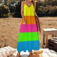 thumbnail image 3 of PLAIN SOLID NEON FLUORESCENT RAINBOW STRIPES 5 COLORS Sleeveless Dress Women's Evening Dress Womans Clothing, 3 of 9