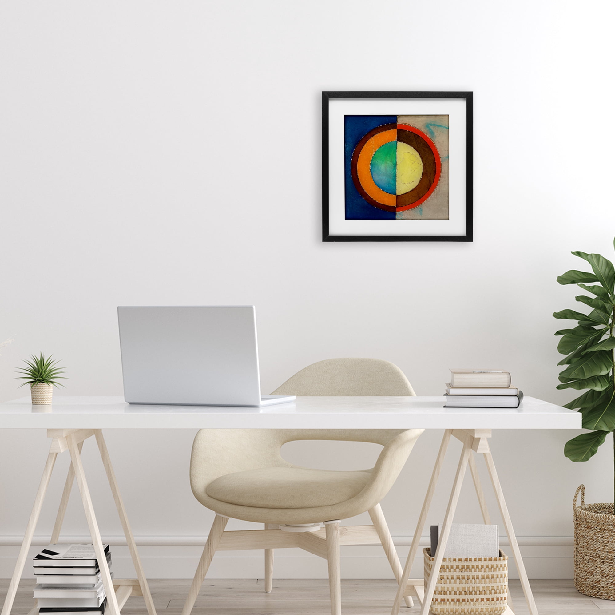 Stupell Industries Bright Vertical Circle Symmetry Black Framed Print Under Glass, design by Matthew Finger