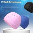 thumbnail image 4 of Paquete de 2 gorros de natación unisex con protección para los oídos, impermeables, recubiertos de PU, cómodos y flexibles, gorros de natación para mujeres, hombres, niños y adultos, 4 of 7