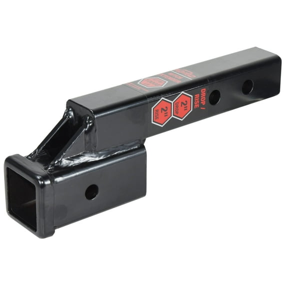 TOPTOW 64121 2-inch Receiver Trailer Hitch Extension Riser with 2-inch Rise/Drop, 2-inch Solid Shank, 10000lbs Capacity, Anti-Rattle Bolt